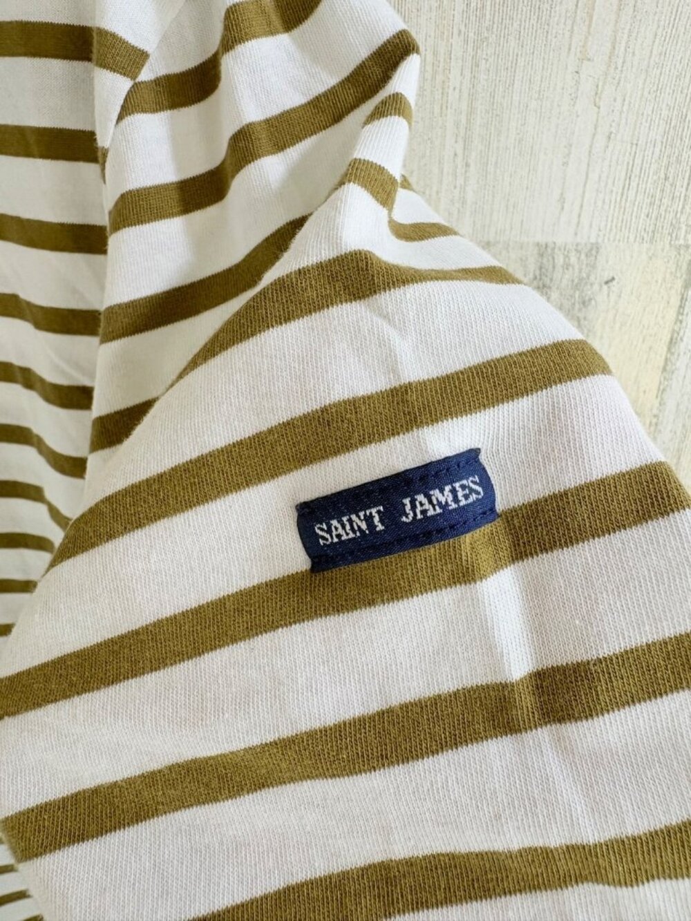 Saint James L’atelier Sz 14 M Green White Striped T Shirt - Picture 4 of 14